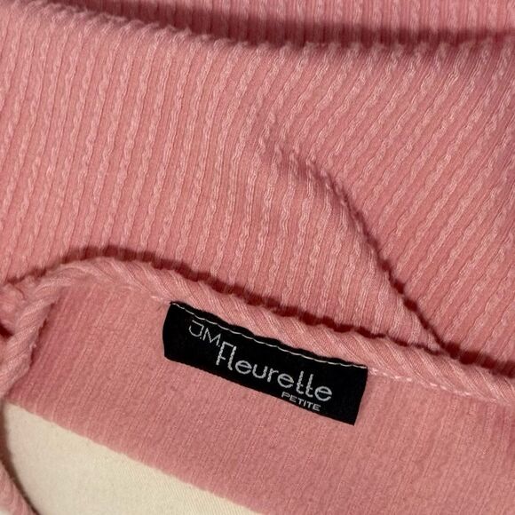 JM Fleurette Women's Pink Button-Down Tie-Front Top, Size Medium - Picture 4 of 5